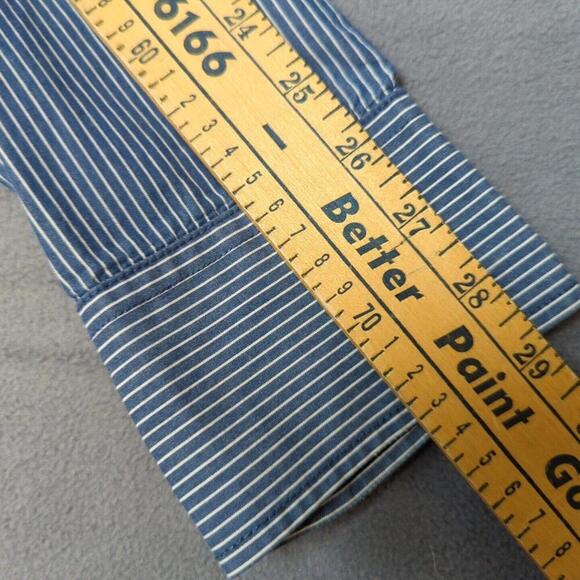 Hollister Button Up Shirt Men's Extra Large Striped Blue XL Pocket Long Sleeve - Picture 8 of 9